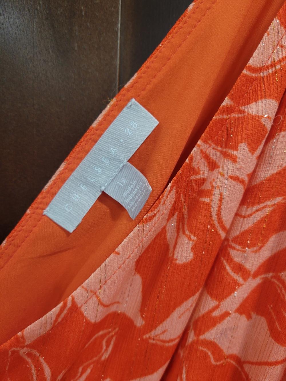 Chelsea28 Orange and Cream Floral Wrap-Front Midi Dress - Picture 4 of 4